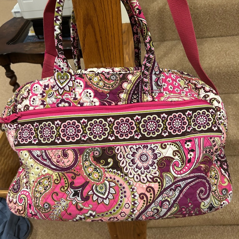 Vera Bradley Pink and Purple Shoulder Bag with Paisley Design